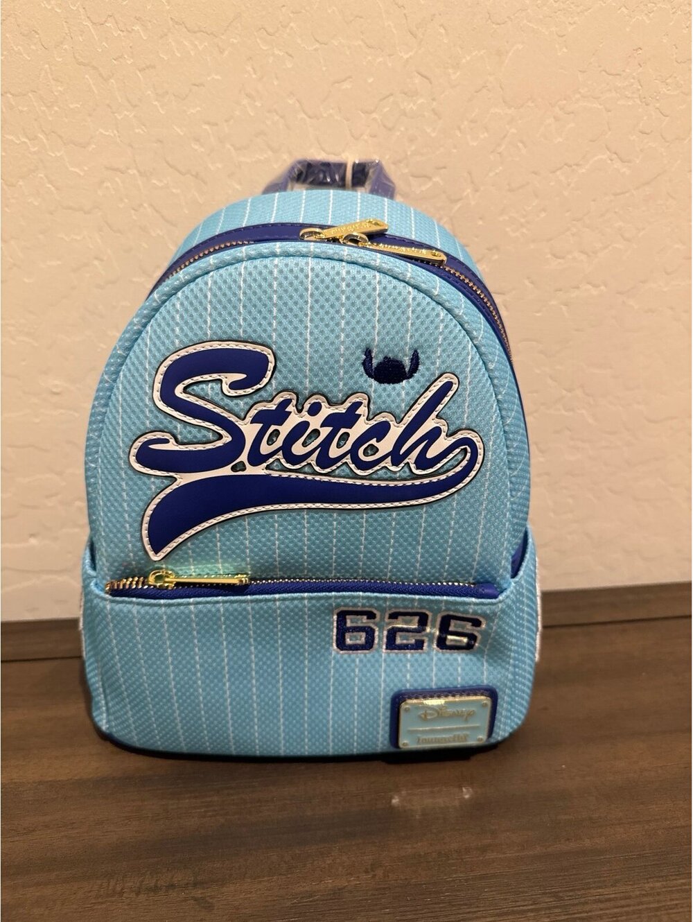 Loungefly Disney Lilo & Stitch Team Stitch Jersey Mini Backpack NWT